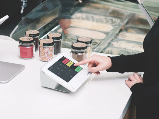 Taking customer payment with a Clover Flex portable POS terminal