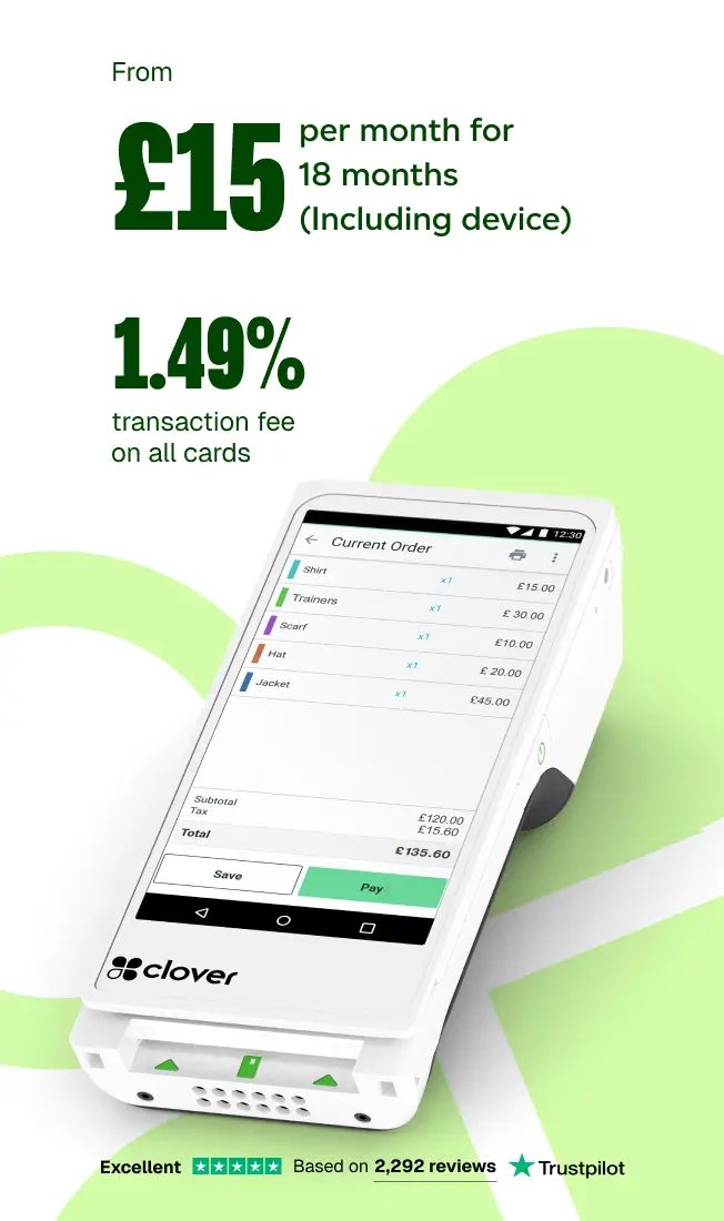 Clover POS £15 per month