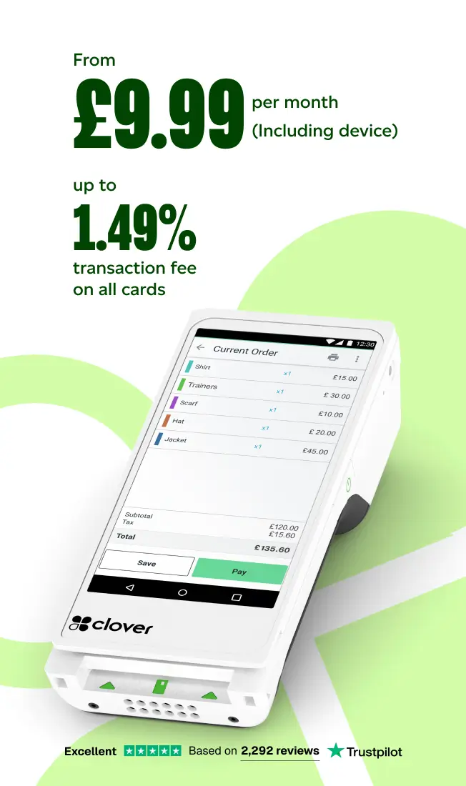 Clover POS £9.99 per month