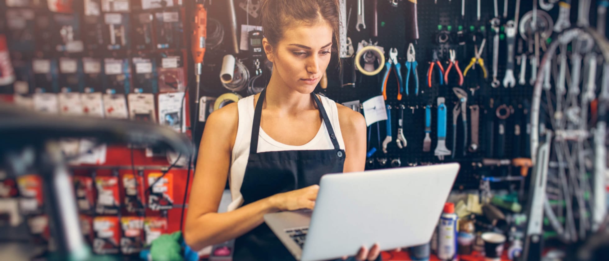 person using pos system